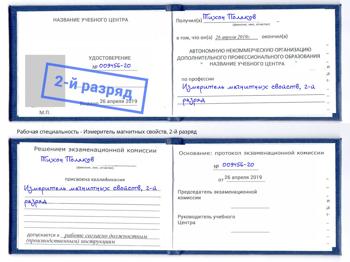 корочка 2-й разряд Измеритель магнитных свойств Новочеркасск